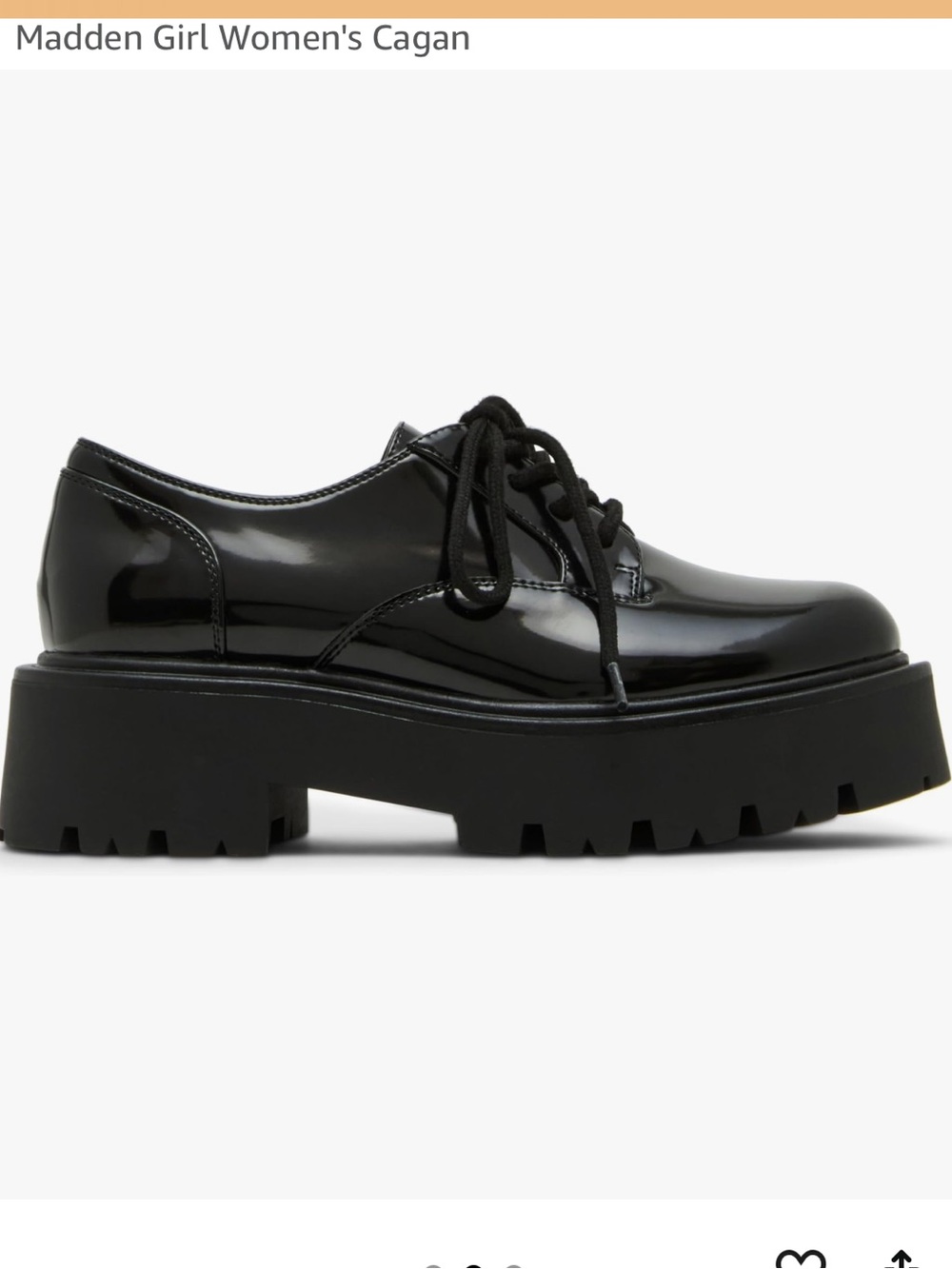NEW Madden Girl Women's Cagan Lug Sole Platform Lace Oxfords 9 Black Leather - Picture 8 of 9